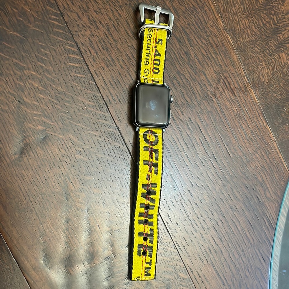 Yellow and Black Off-White Apple Watch Band